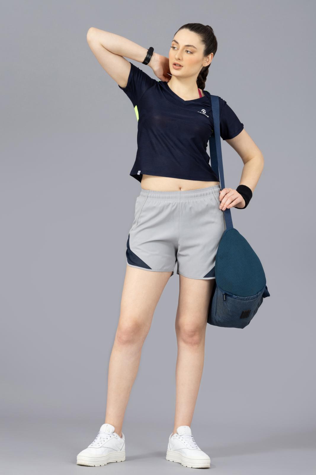 Women's Designer T-shirt – Self Jacquard Fabric - Navy Blue