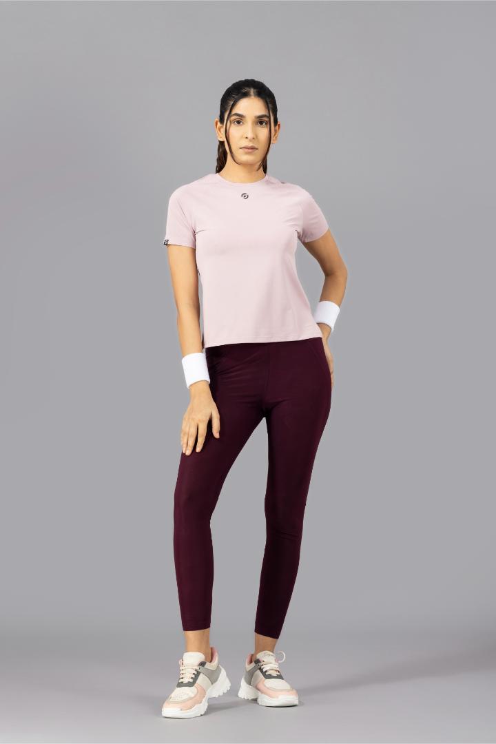 Women's Plain T-shirt – Four Way Lycra Comfort Fit - Onion Pink