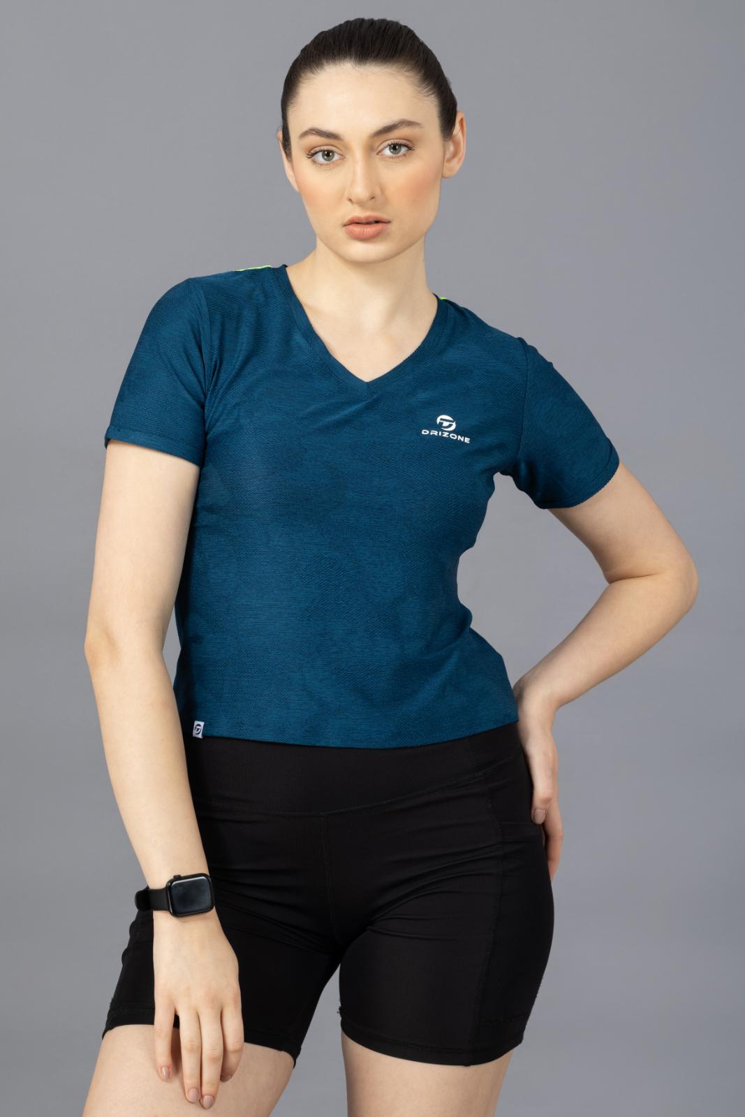 Women's Designer T-shirt – Self Jacquard Fabric - Air Force