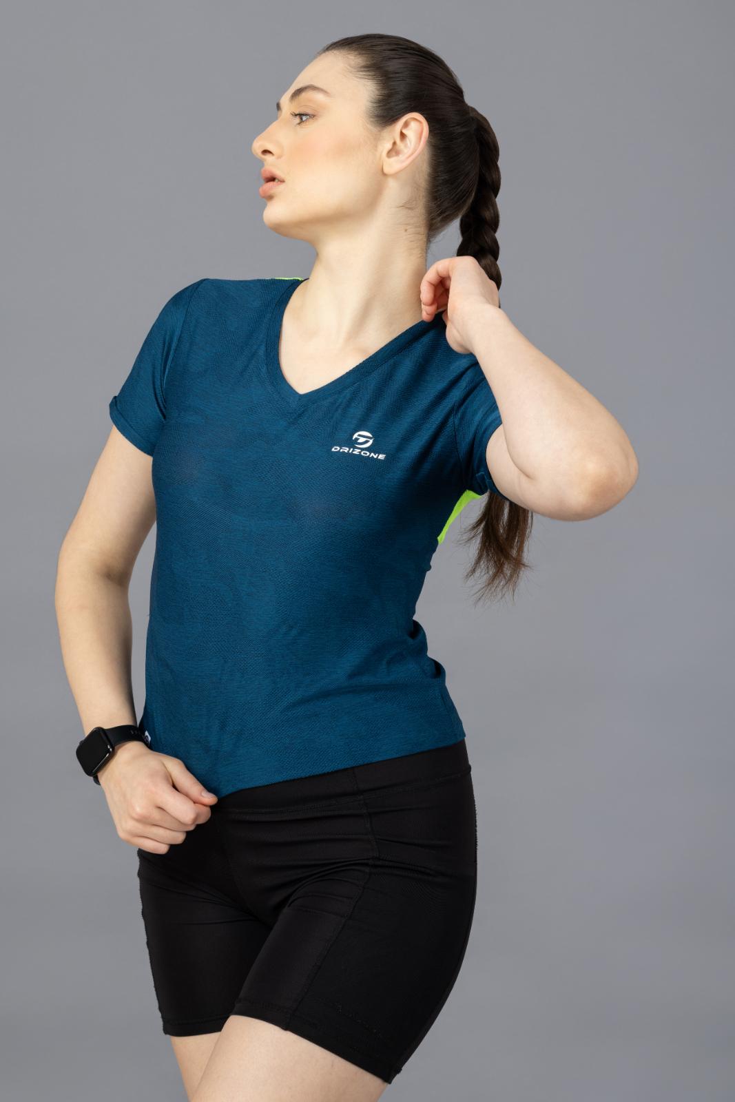 Women's Designer T-shirt – Self Jacquard Fabric - Air Force
