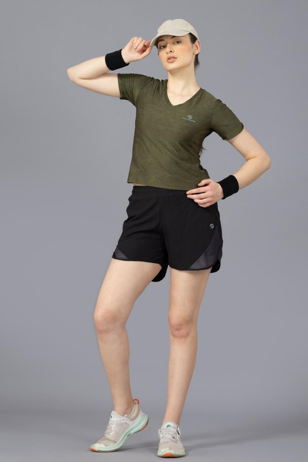Women's Designer T-shirt – Self Jacquard Fabric - Olive