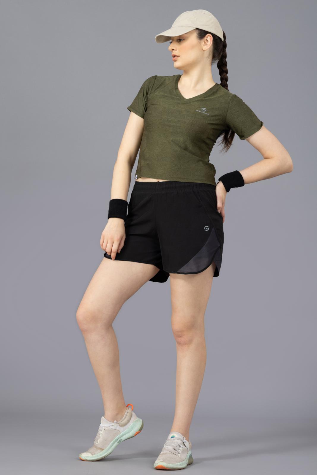 Women's Designer T-shirt – Self Jacquard Fabric - Olive