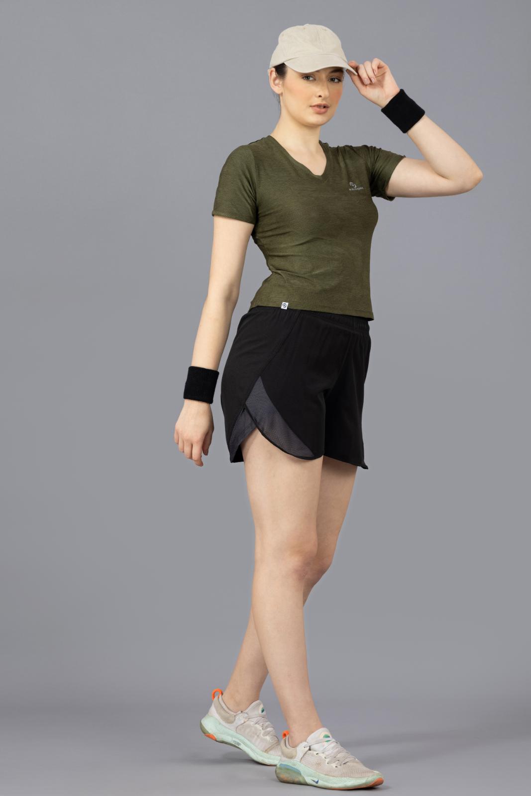 Women's Designer T-shirt – Self Jacquard Fabric - Olive