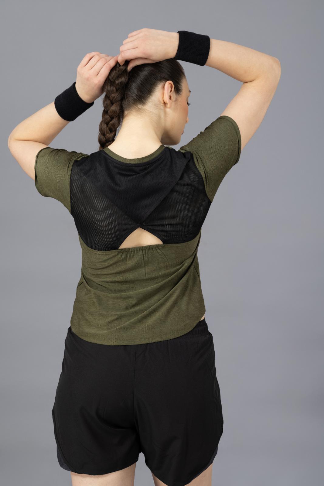 Women's Designer T-shirt – Self Jacquard Fabric - Olive