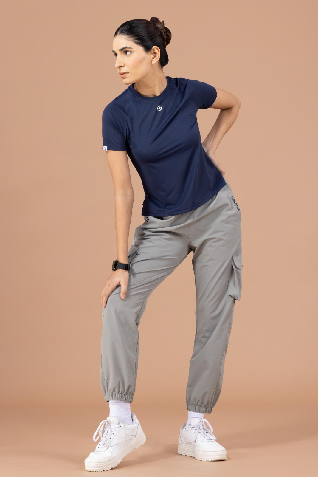 Women's Cargo Jogger – Nylon Terry Stretch Comfort - Light Grey