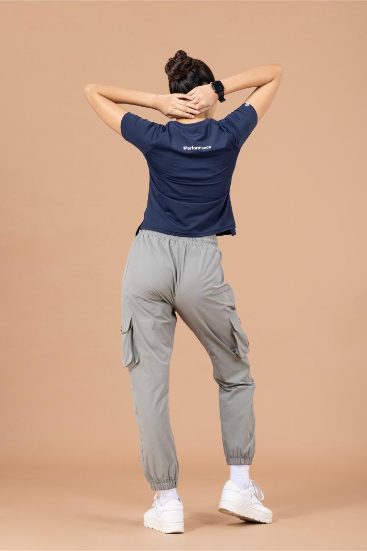 Women's Plain T-shirt – Four Way Lycra Comfort Fit - Navy Blue