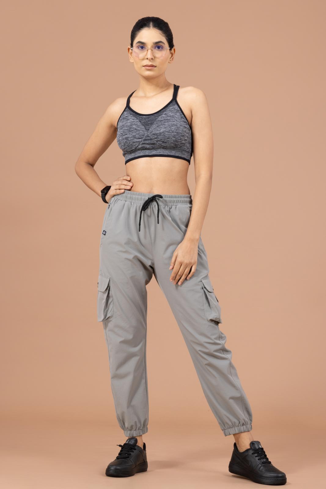 Women's Cargo Jogger – Nylon Terry Stretch Comfort - Light Grey