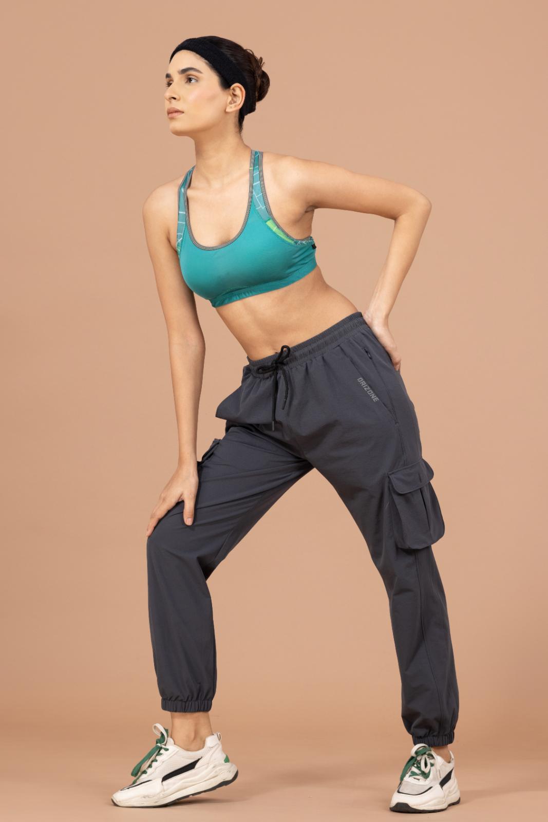Women's Cargo Jogger – Nylon Terry Stretch Comfort - Dark Grey