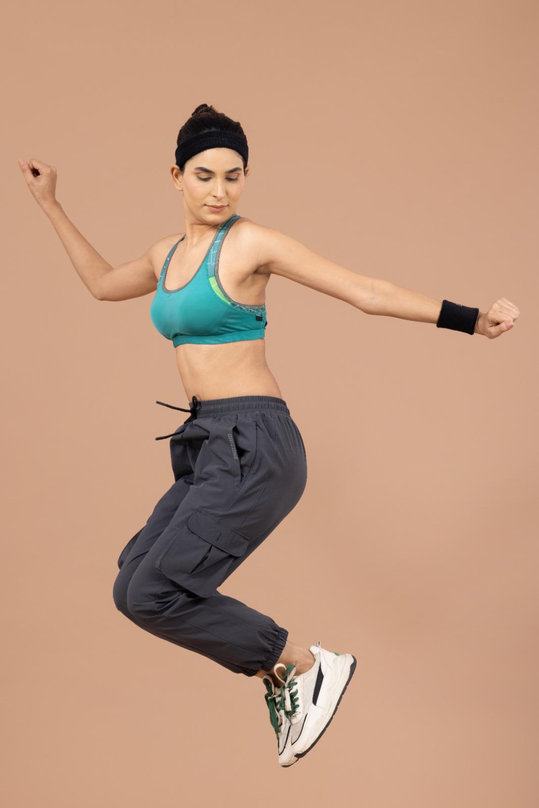 Women's Cargo Jogger – Nylon Terry Stretch Comfort - Dark Grey