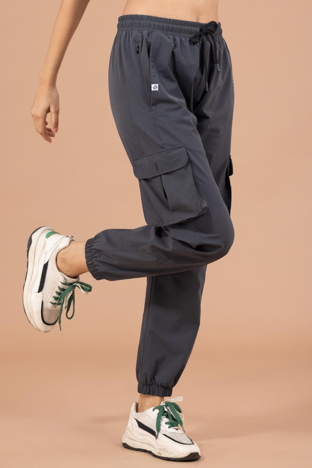 Women's Cargo Jogger – Nylon Terry Stretch Comfort - Dark Grey