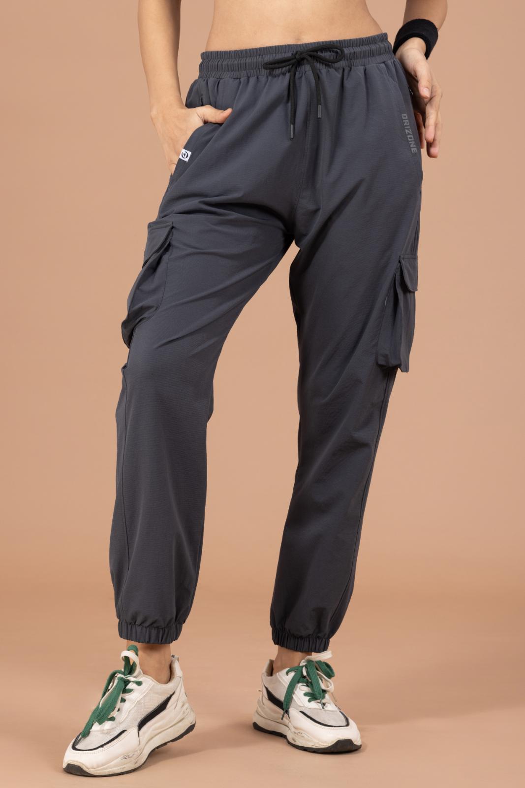 Women's Cargo Jogger – Nylon Terry Stretch Comfort - Dark Grey