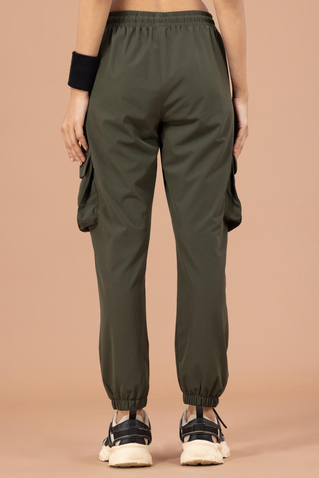 Women's Cargo Jogger – Nylon Terry Stretch Comfort - Dark Olive