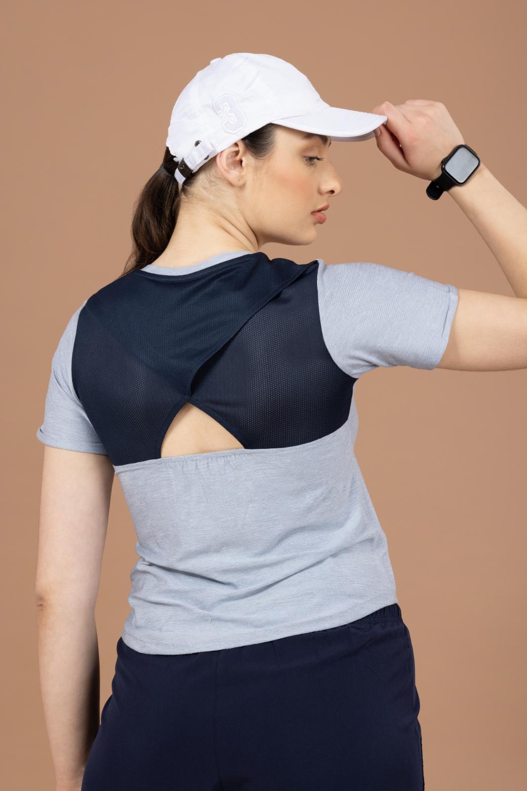 Women's Designer T-shirt – Self Jacquard Fabric - Sky Blue
