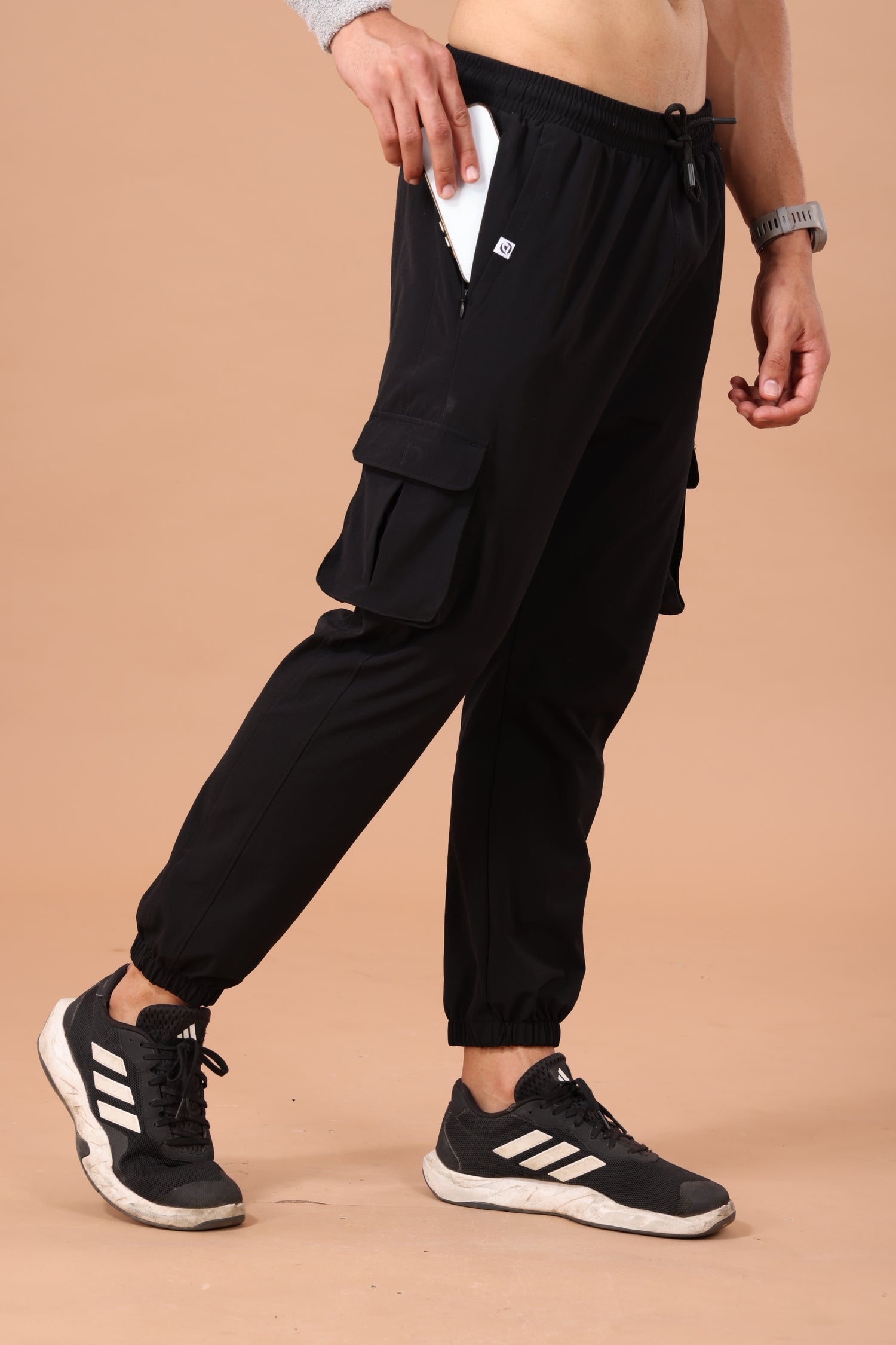 Drizone NS Terry Cargo Jogger for Men – Gym & Casual Wear - Black