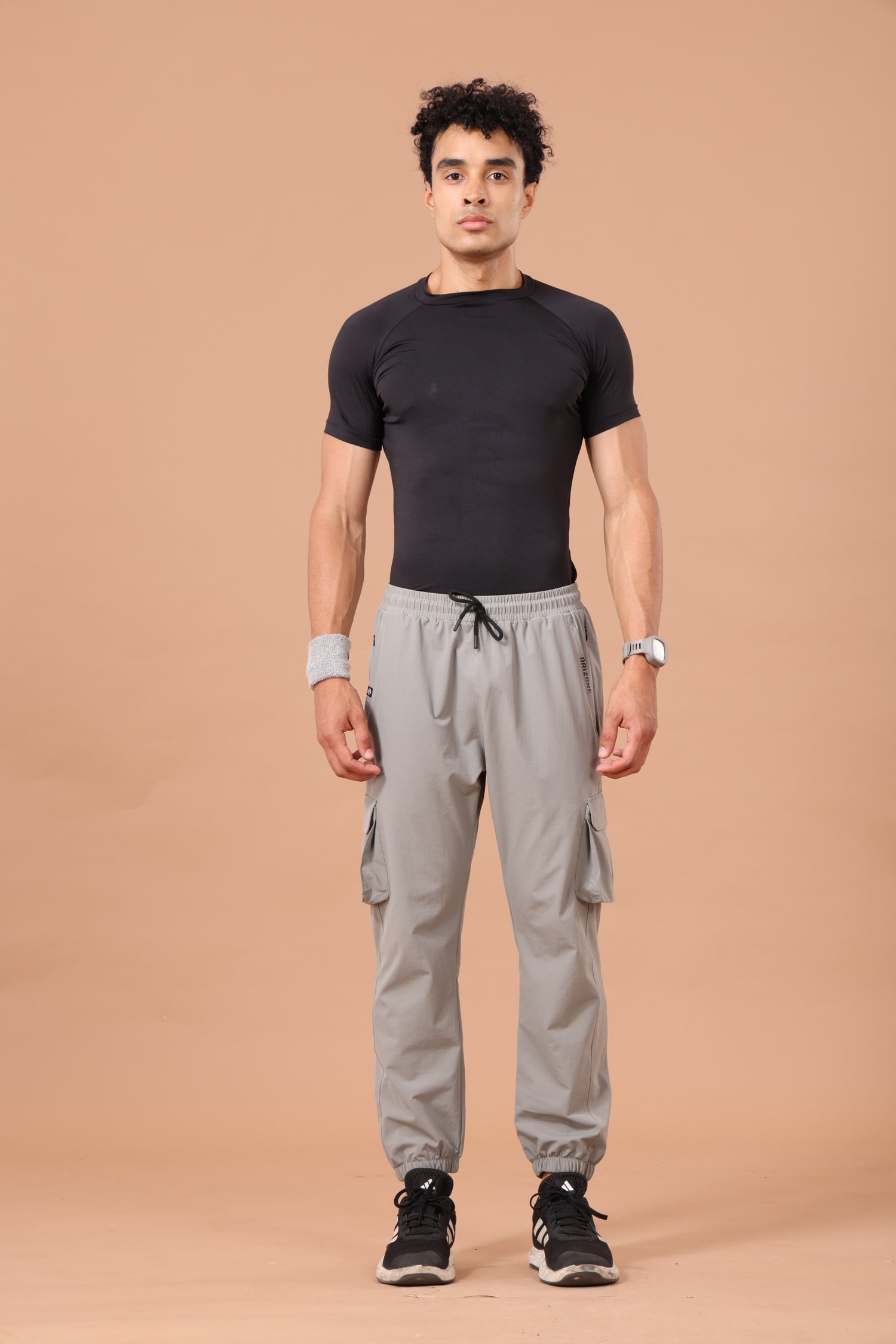 Drizone NS Terry Cargo Jogger for Men – Gym & Casual Wear - Light Grey