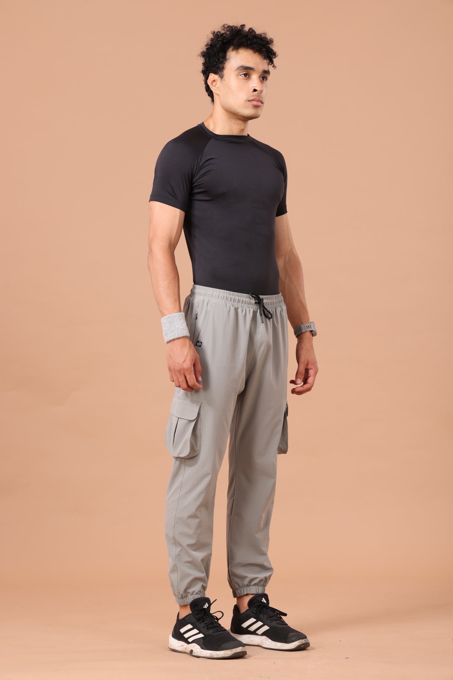 Drizone NS Terry Cargo Jogger for Men – Gym & Casual Wear - Light Grey