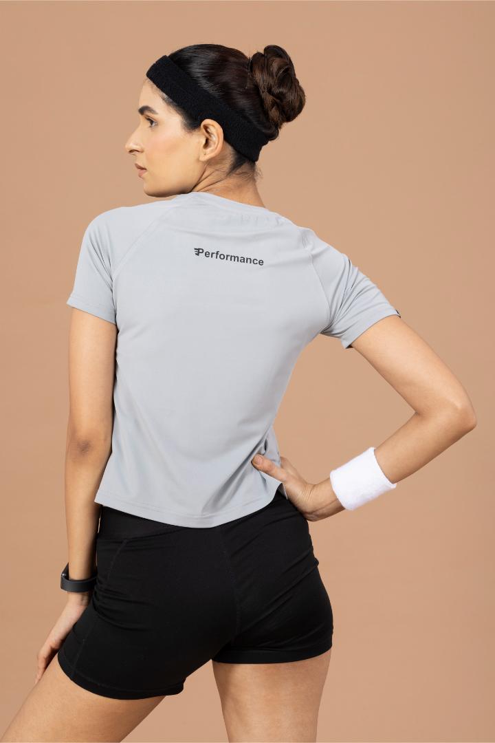 Women's Plain T-shirt – Four Way Lycra Comfort Fit - Light Grey
