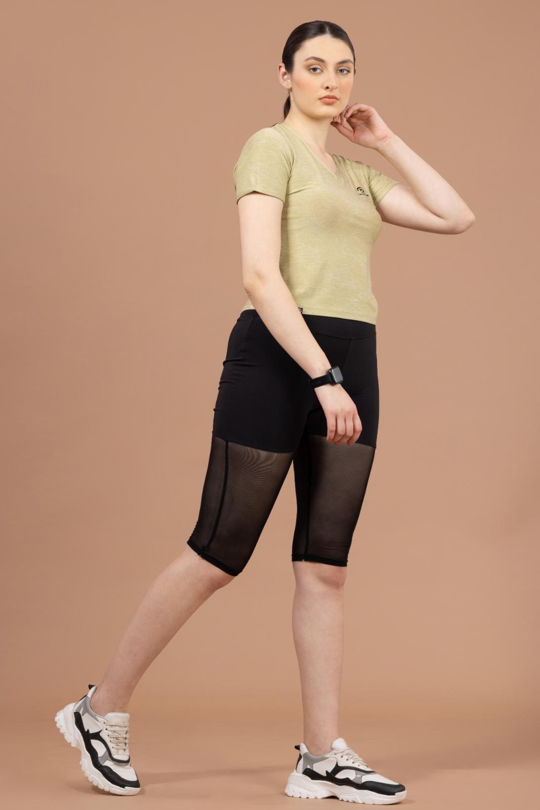 Women's Designer T-shirt – Self Jacquard Fabric - Yellow