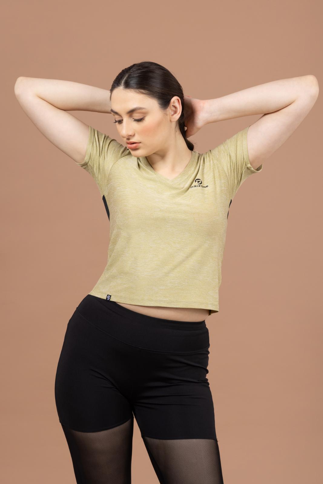 Women's Designer T-shirt – Self Jacquard Fabric - Yellow