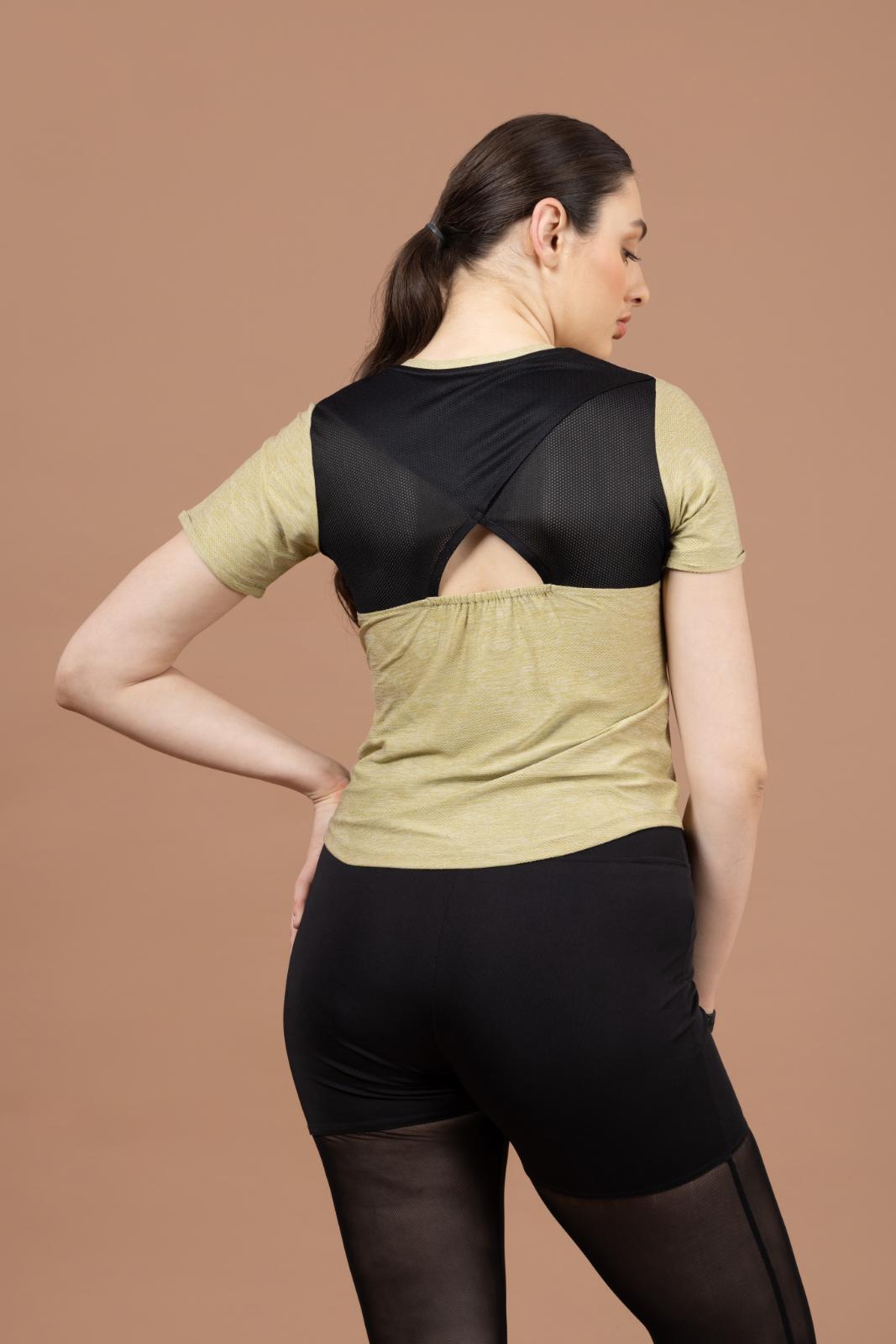 Women's Designer T-shirt – Self Jacquard Fabric - Yellow