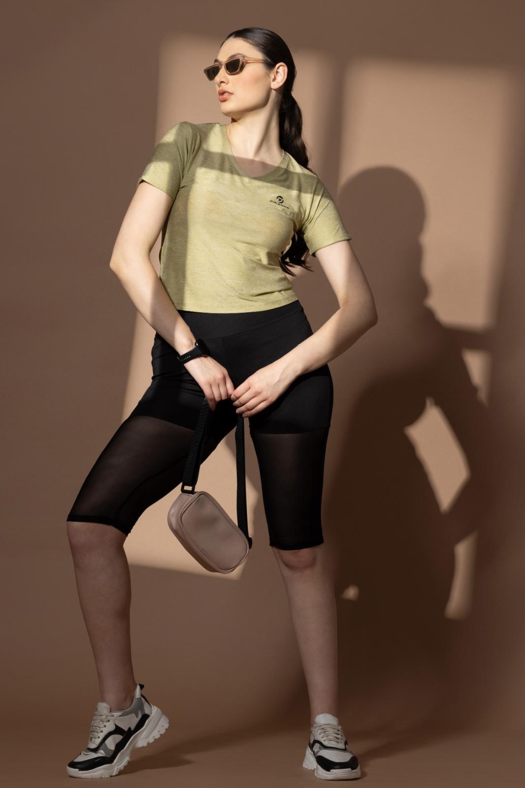 Women's Designer T-shirt – Self Jacquard Fabric - Yellow