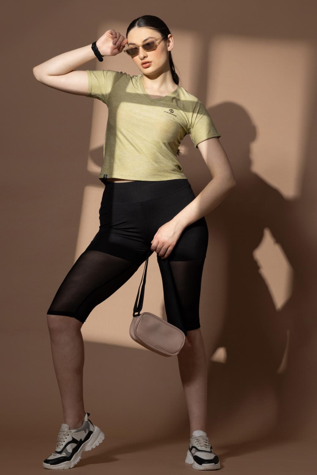 Women's Designer T-shirt – Self Jacquard Fabric - Yellow