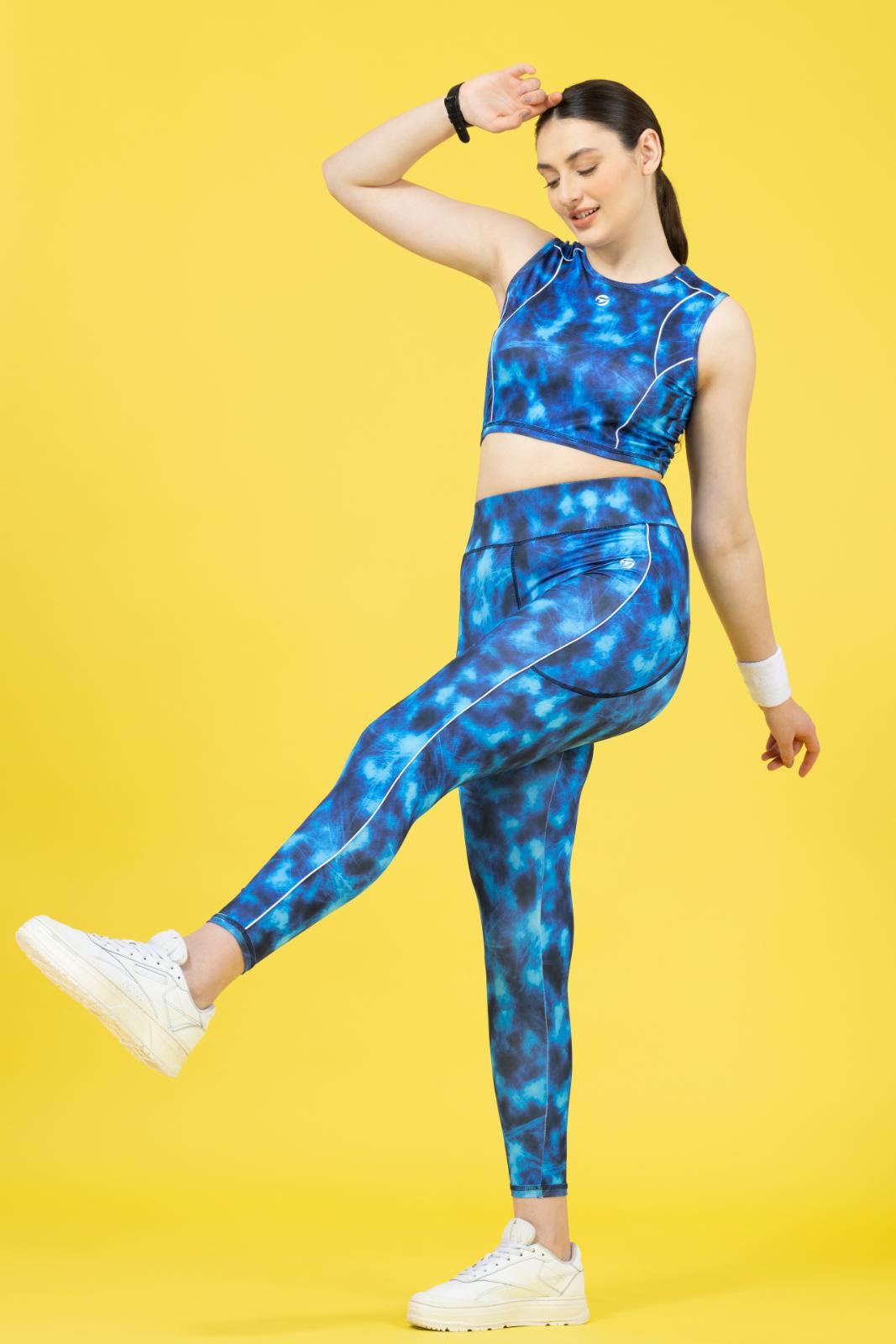 Women's Co-ord Set – Abstract Printed Polyester Style - Navy