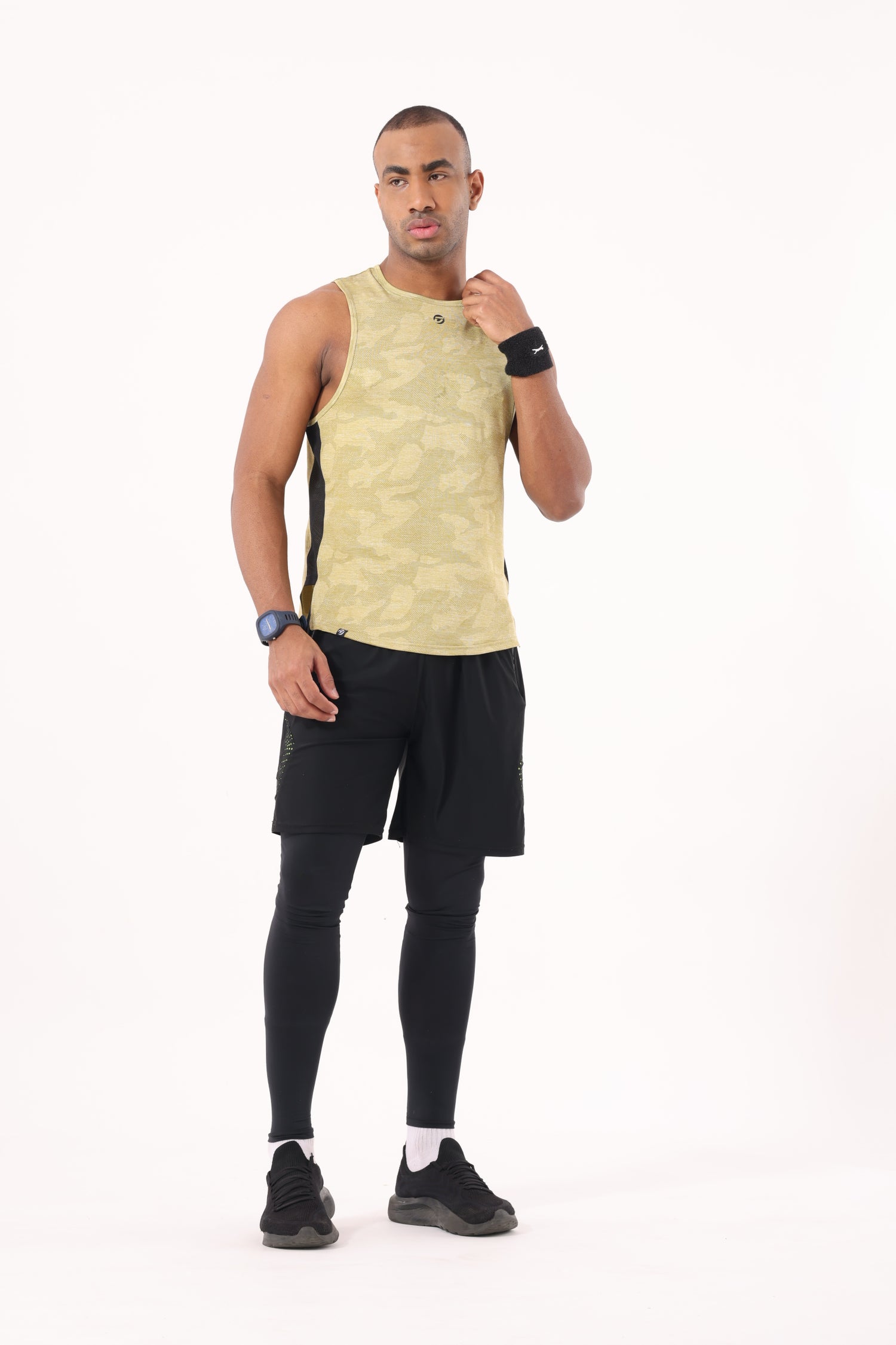 Drizone Self Jacquard Panel Tank Top – Sleeveless Performance Wear - Yellow