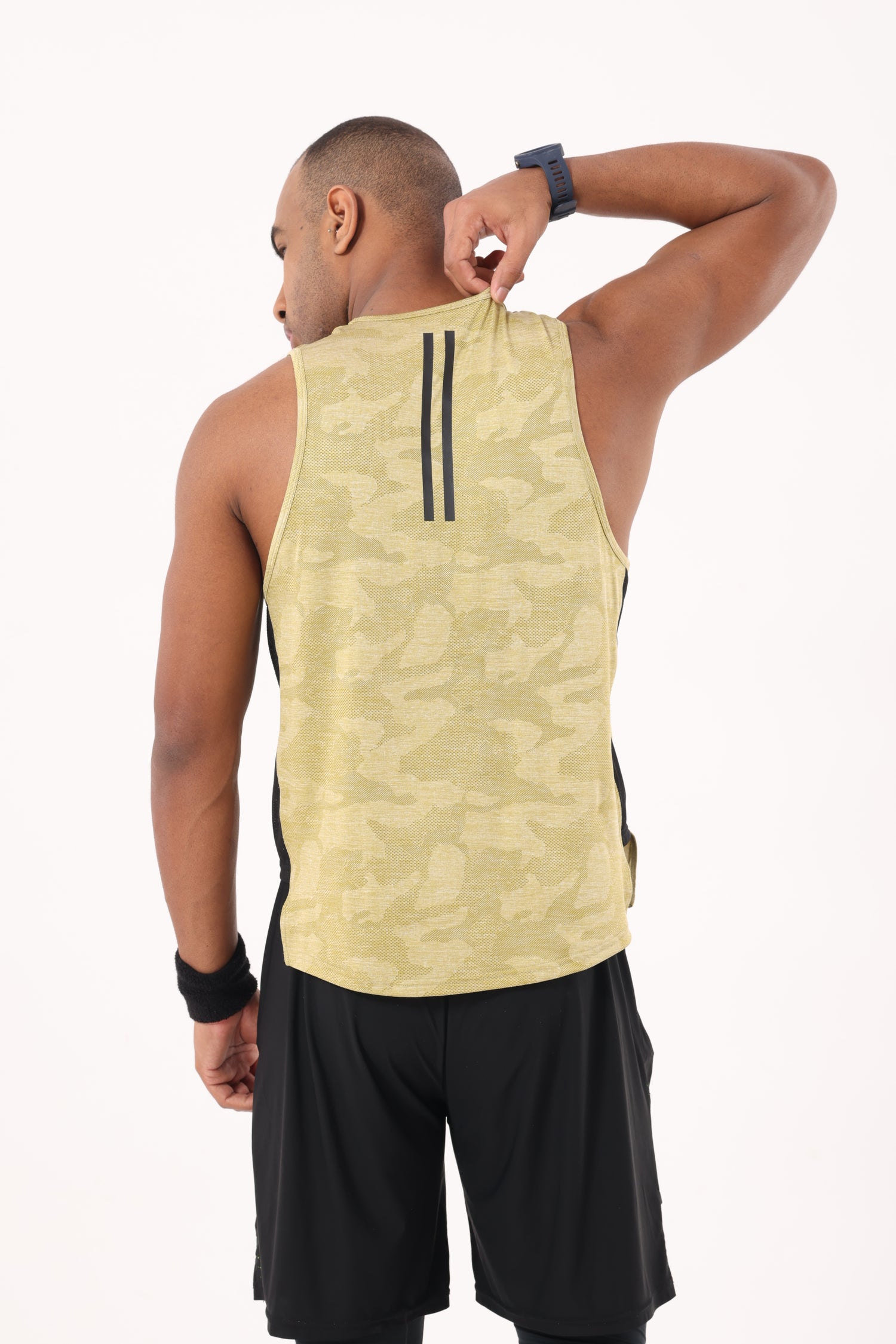 Drizone Self Jacquard Panel Tank Top – Sleeveless Performance Wear - Yellow