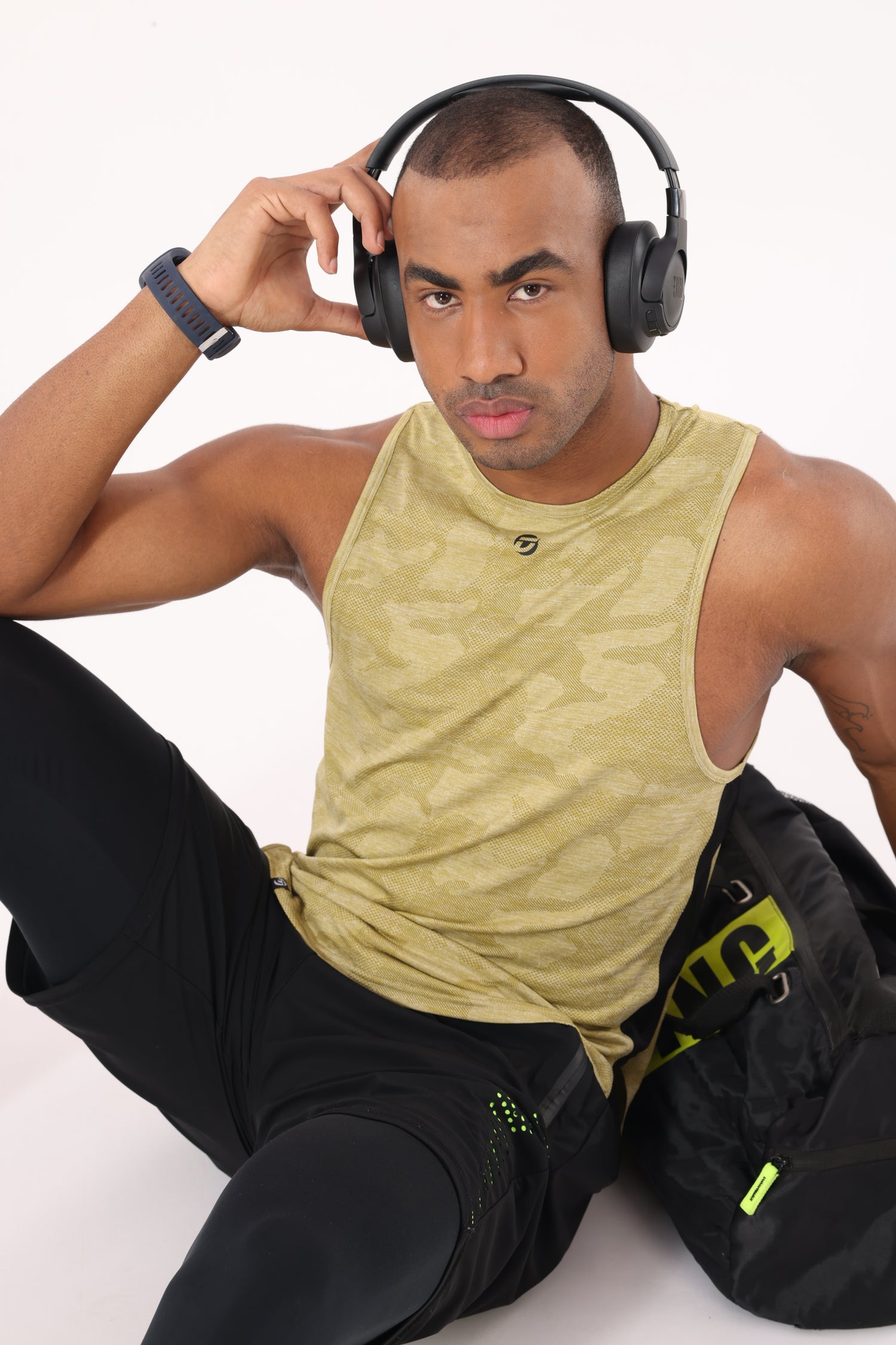 Drizone Self Jacquard Panel Tank Top – Sleeveless Performance Wear - Yellow