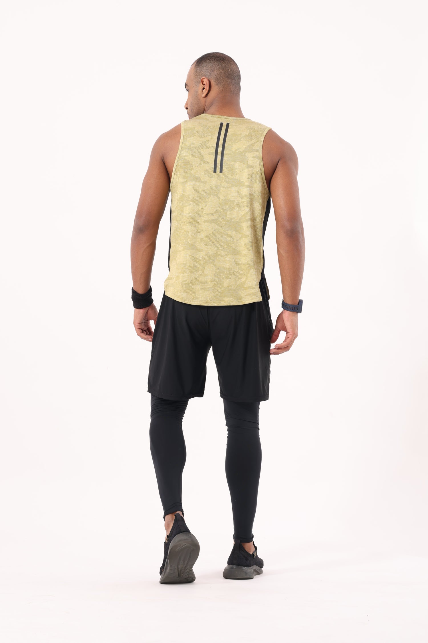 Drizone Self Jacquard Panel Tank Top – Sleeveless Performance Wear - Yellow