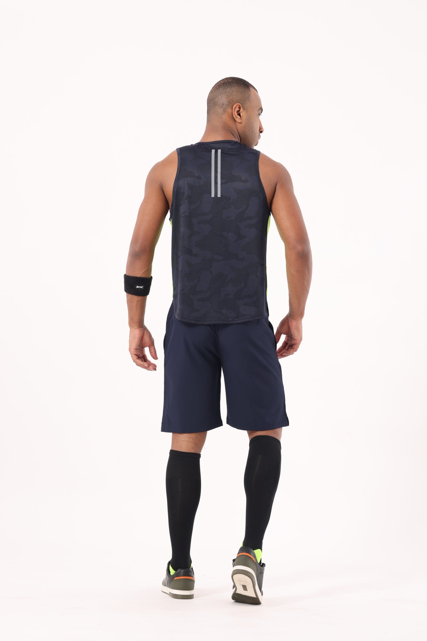 Drizone Self Jacquard Panel Tank Top – Sleeveless Performance Wear - Navy Blue