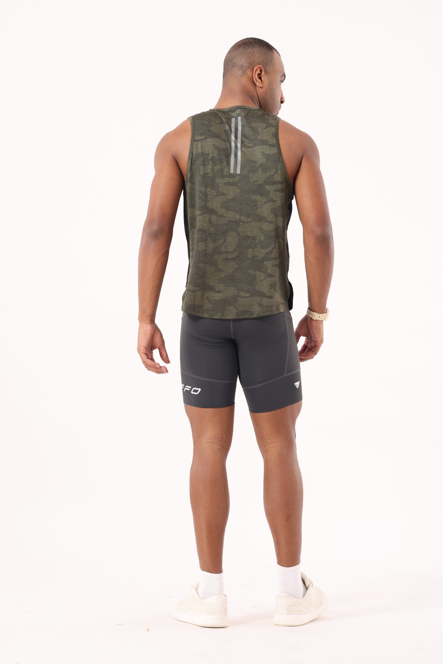 Drizone Self Jacquard Panel Tank Top – Sleeveless Performance Wear - Olive