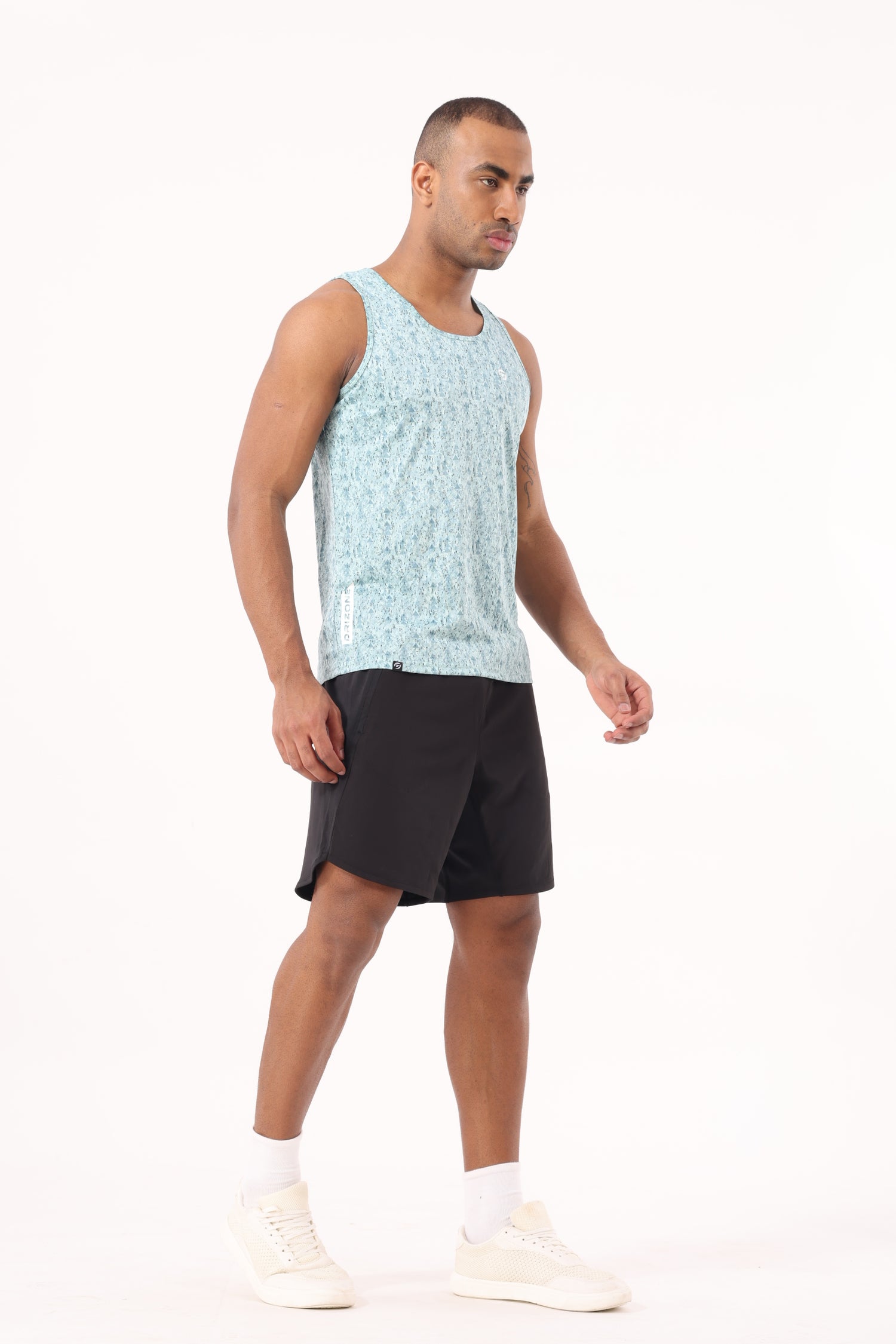 Drizone All-Over Printed Polyester Tank Top - Aqua Blue