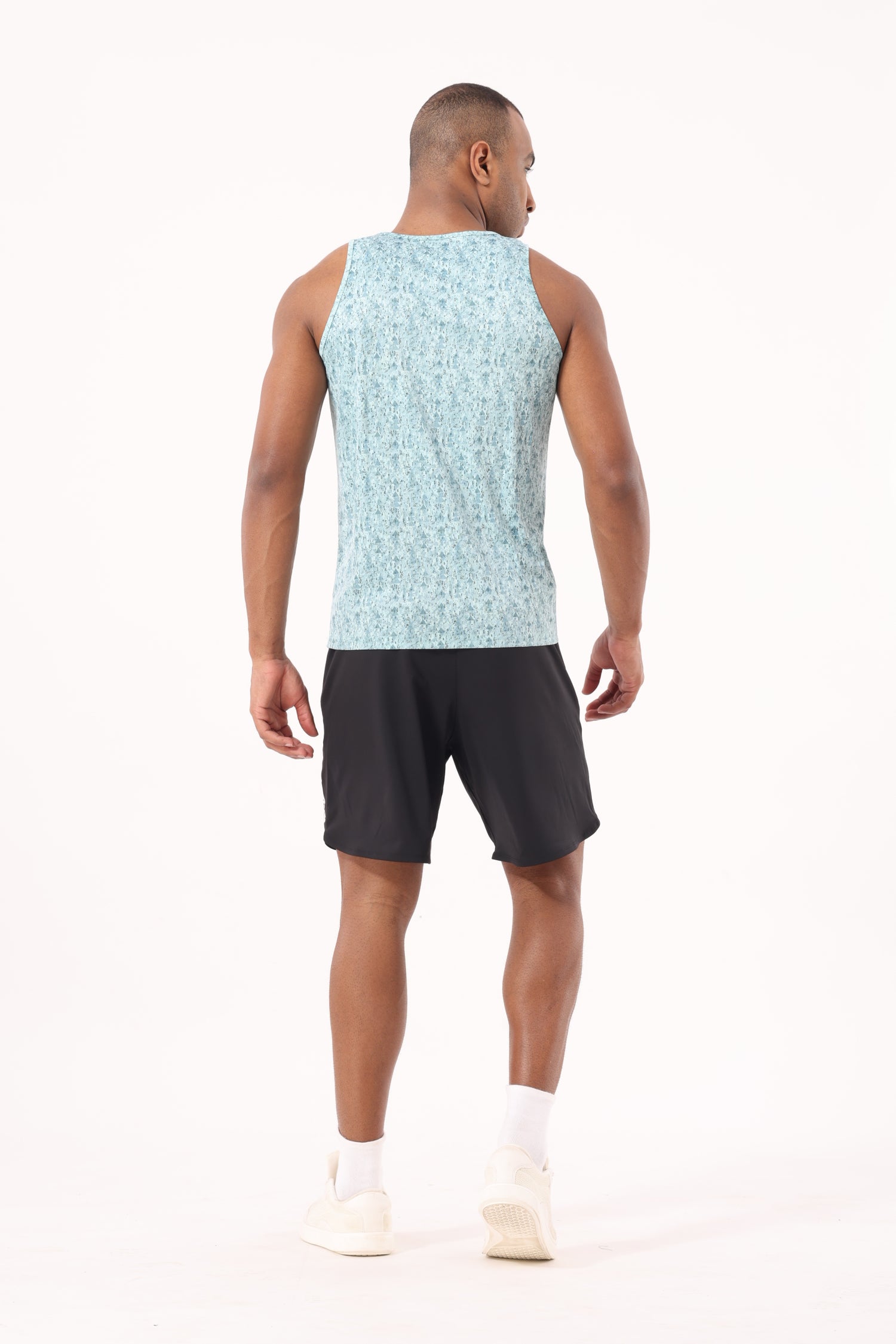 Drizone All-Over Printed Polyester Tank Top - Aqua Blue