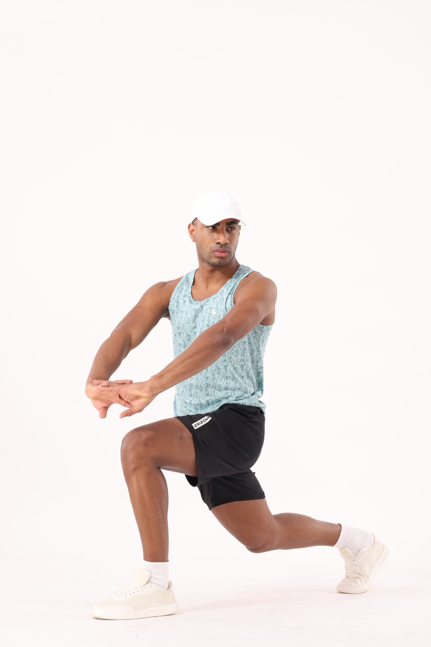 Drizone All-Over Printed Polyester Tank Top - Aqua Blue