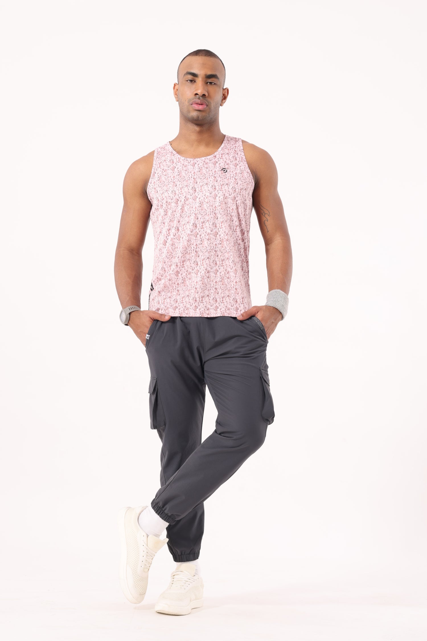 Drizone All-Over Printed Polyester Tank Top - Pink