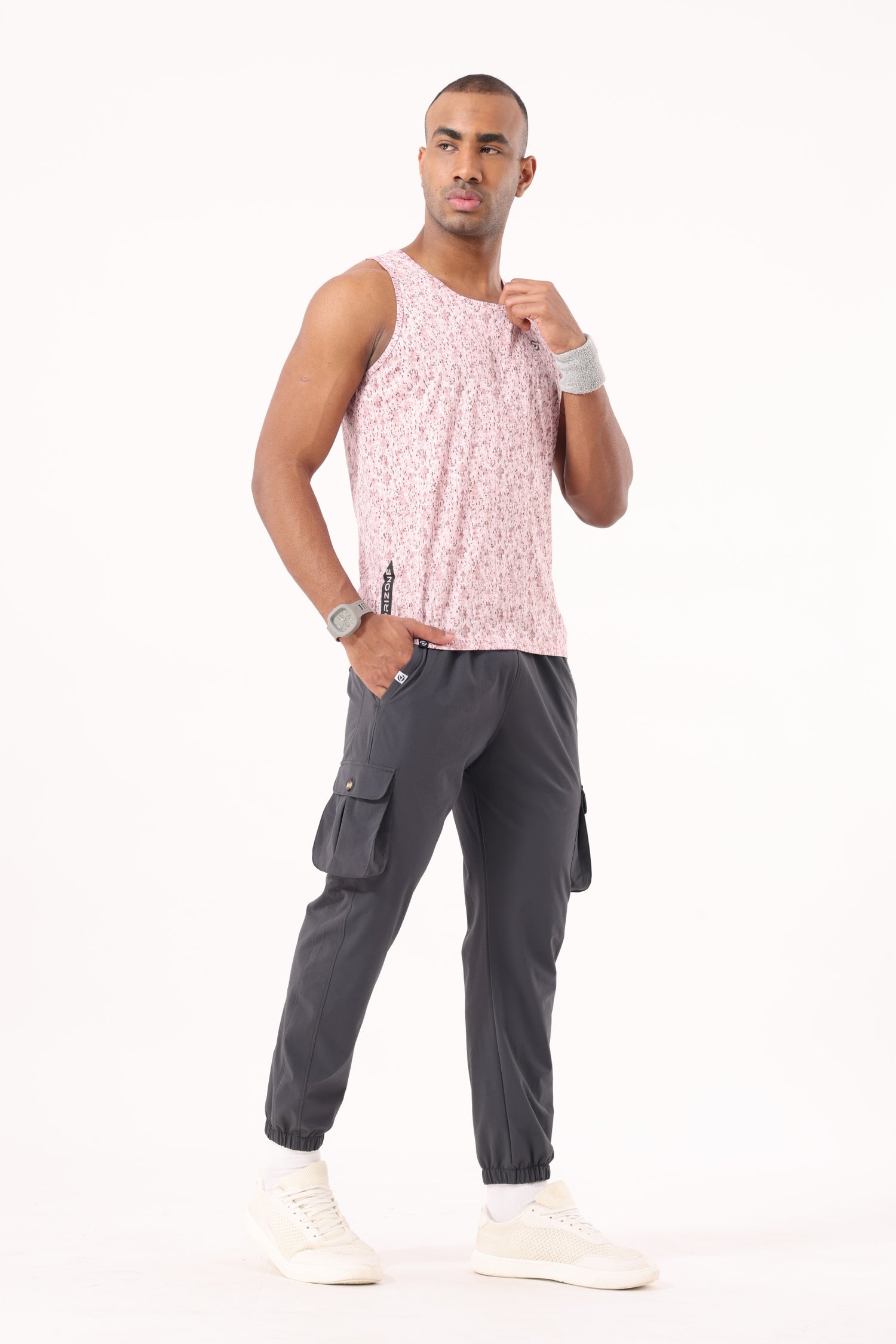 Drizone All-Over Printed Polyester Tank Top - Pink