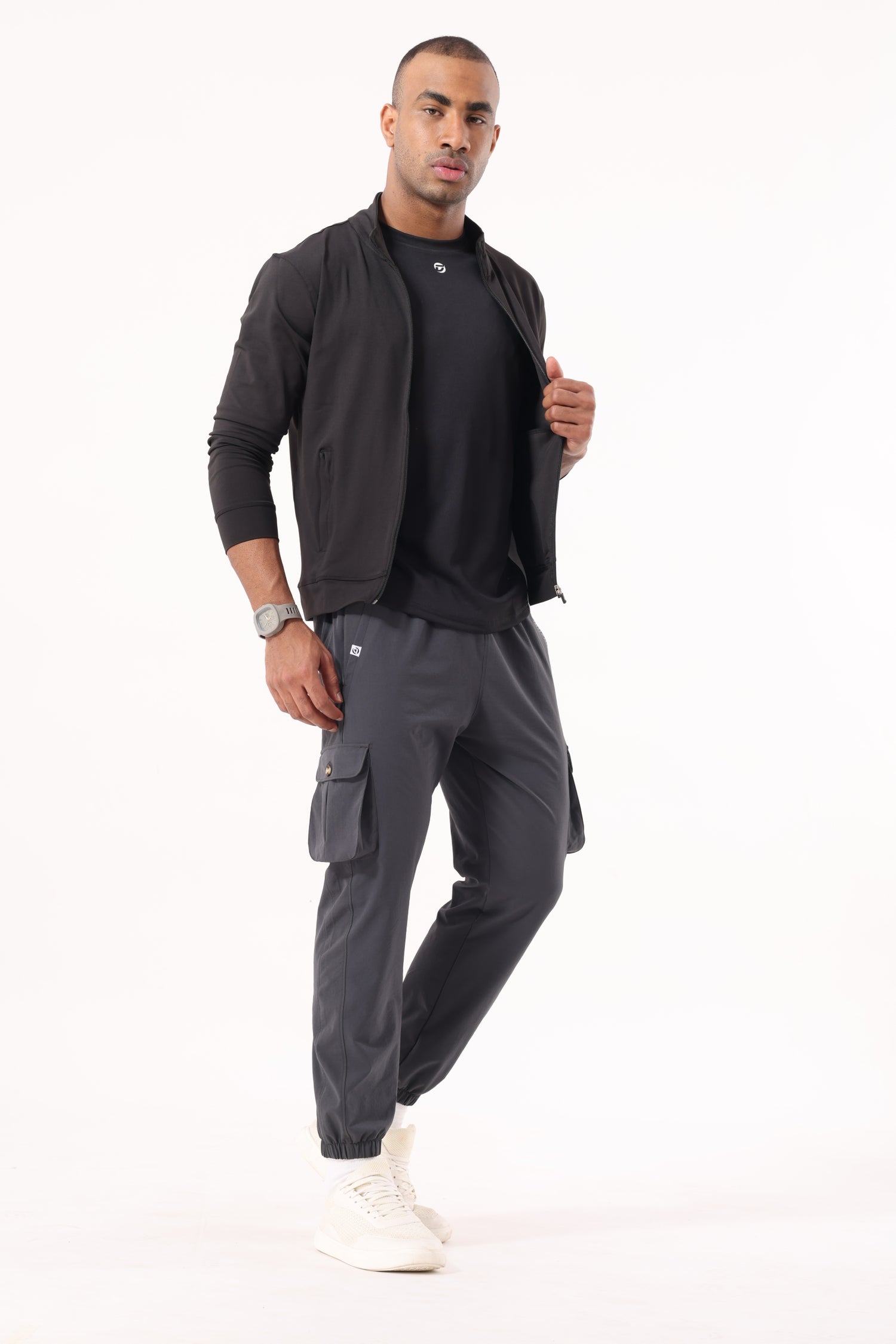 Drizone NS Terry Cargo Jogger for Men – Gym & Casual Wear - Dark Grey