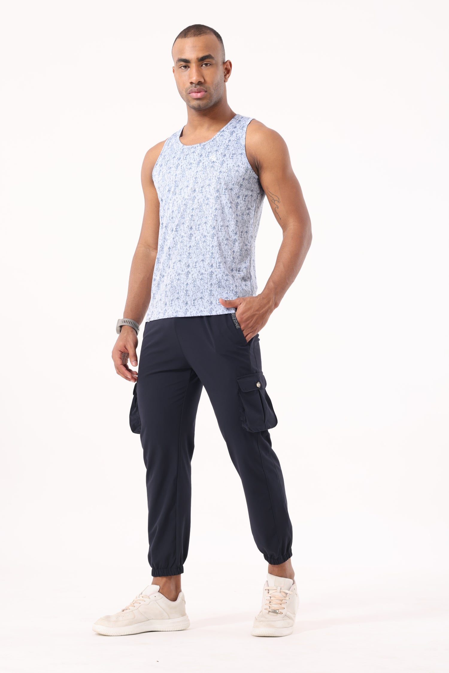Drizone NS Terry Cargo Jogger for Men – Gym & Casual Wear - Navy Blue