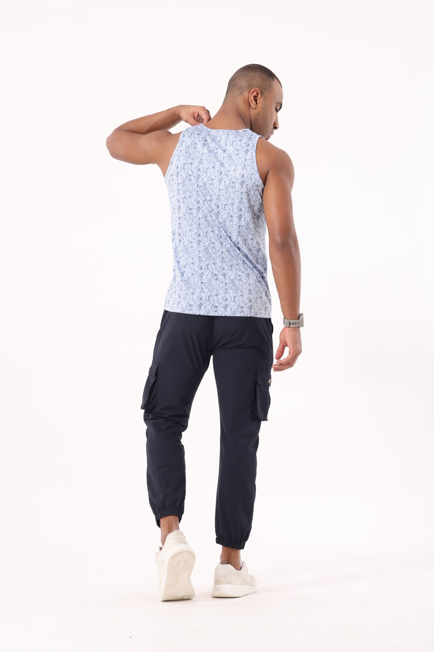 Drizone All-Over Printed Polyester Tank Top - Sky Blue