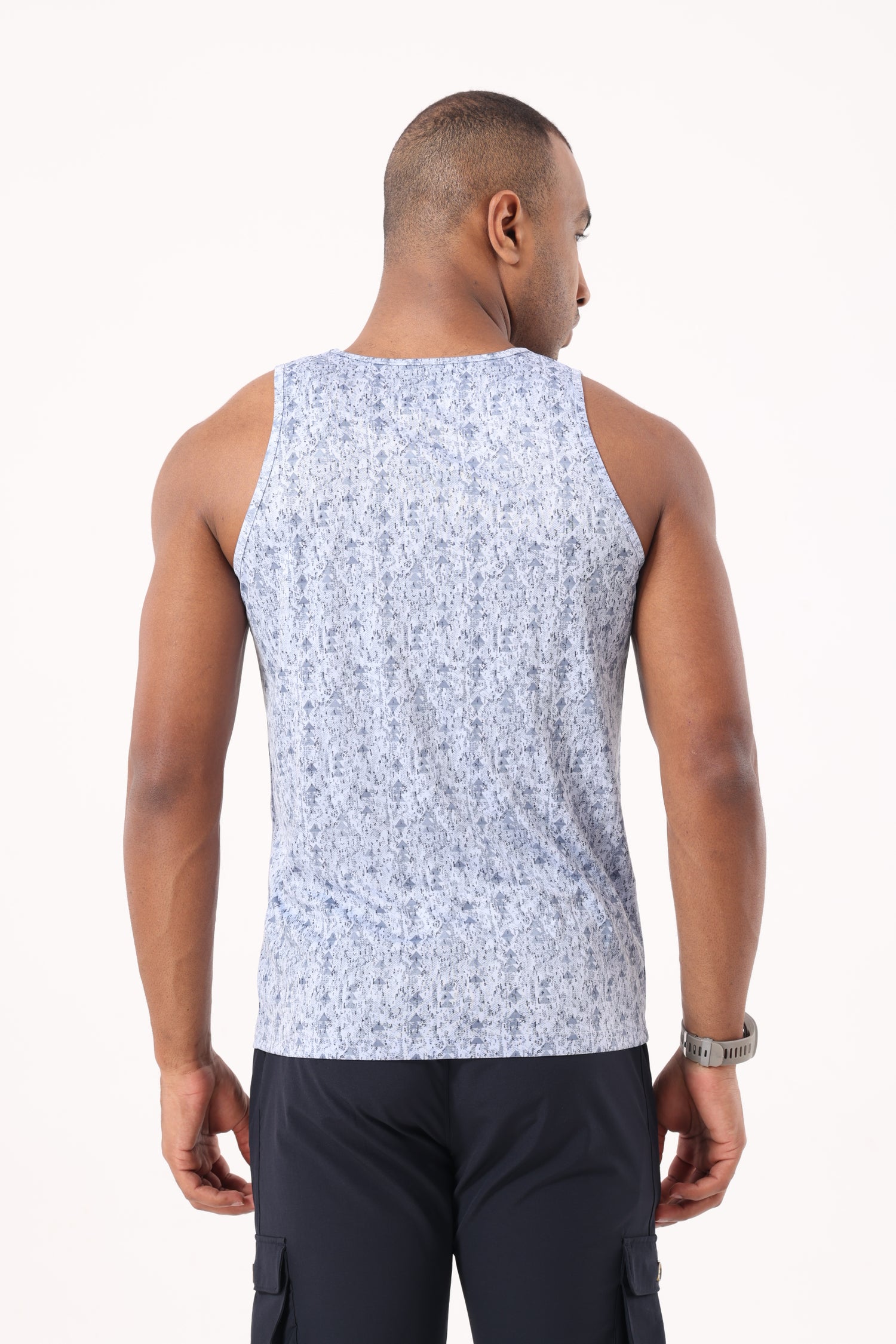 Drizone All-Over Printed Polyester Tank Top - Sky Blue