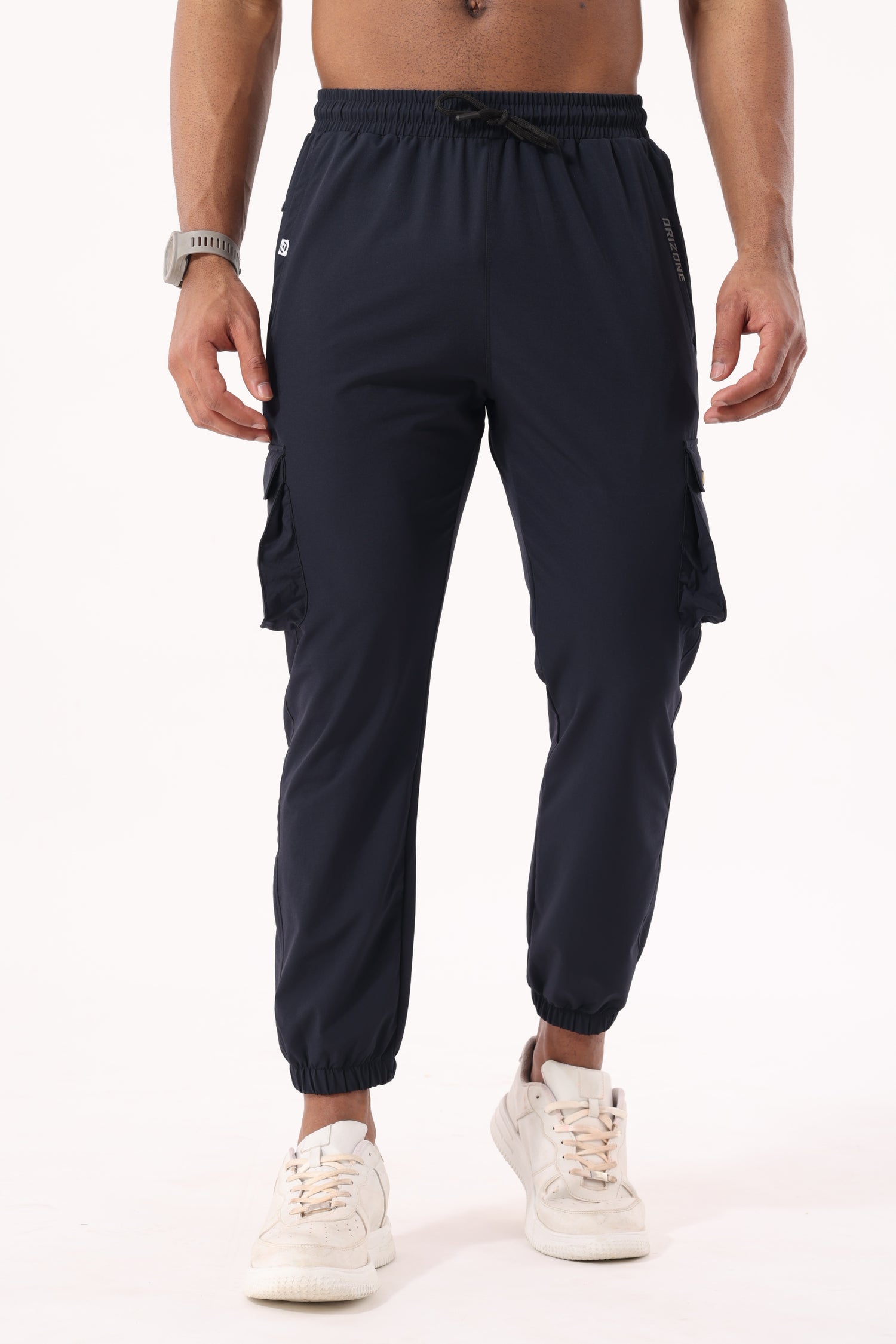 Drizone NS Terry Cargo Jogger for Men – Gym & Casual Wear - Navy Blue