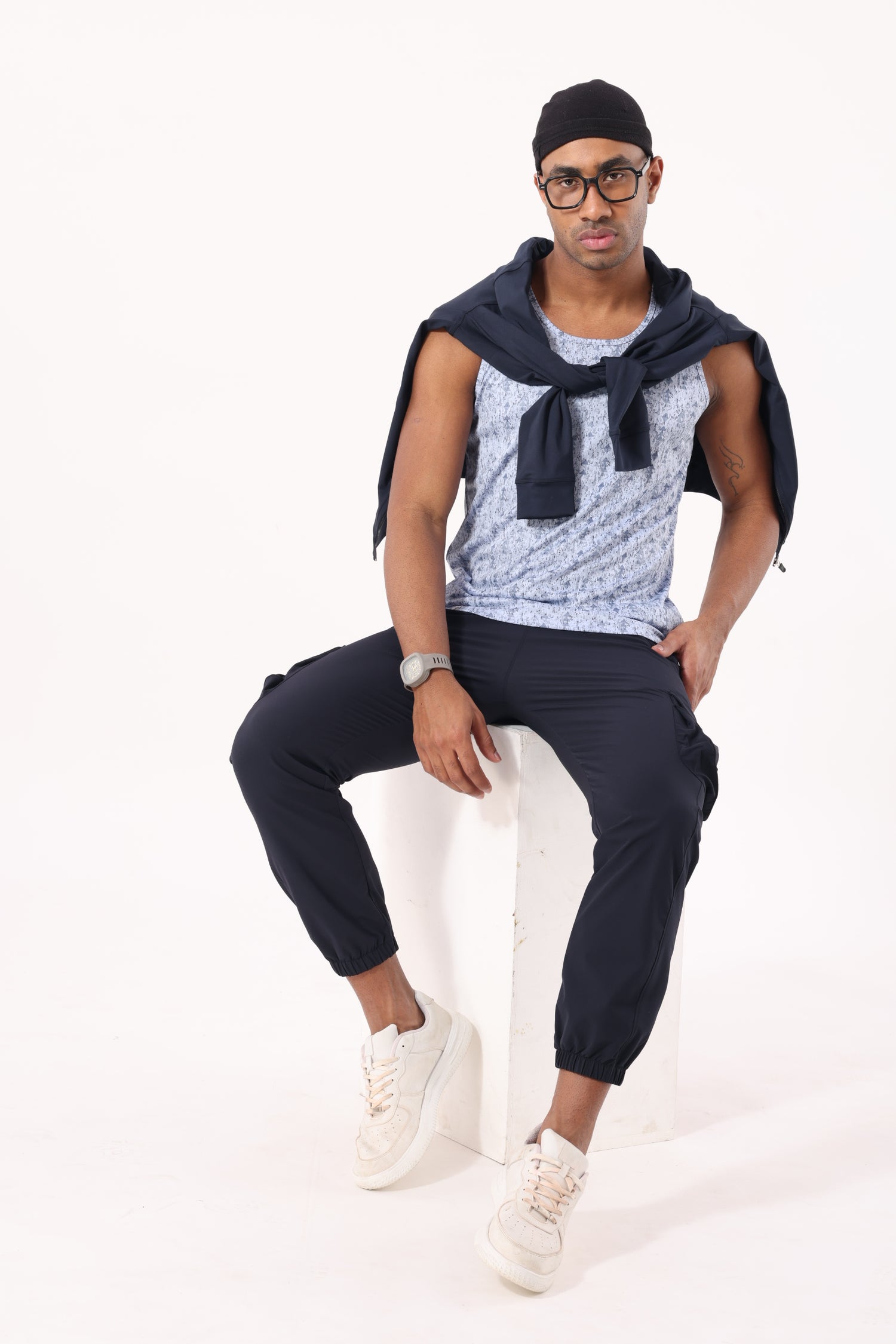 Drizone NS Terry Cargo Jogger for Men – Gym & Casual Wear - Navy Blue