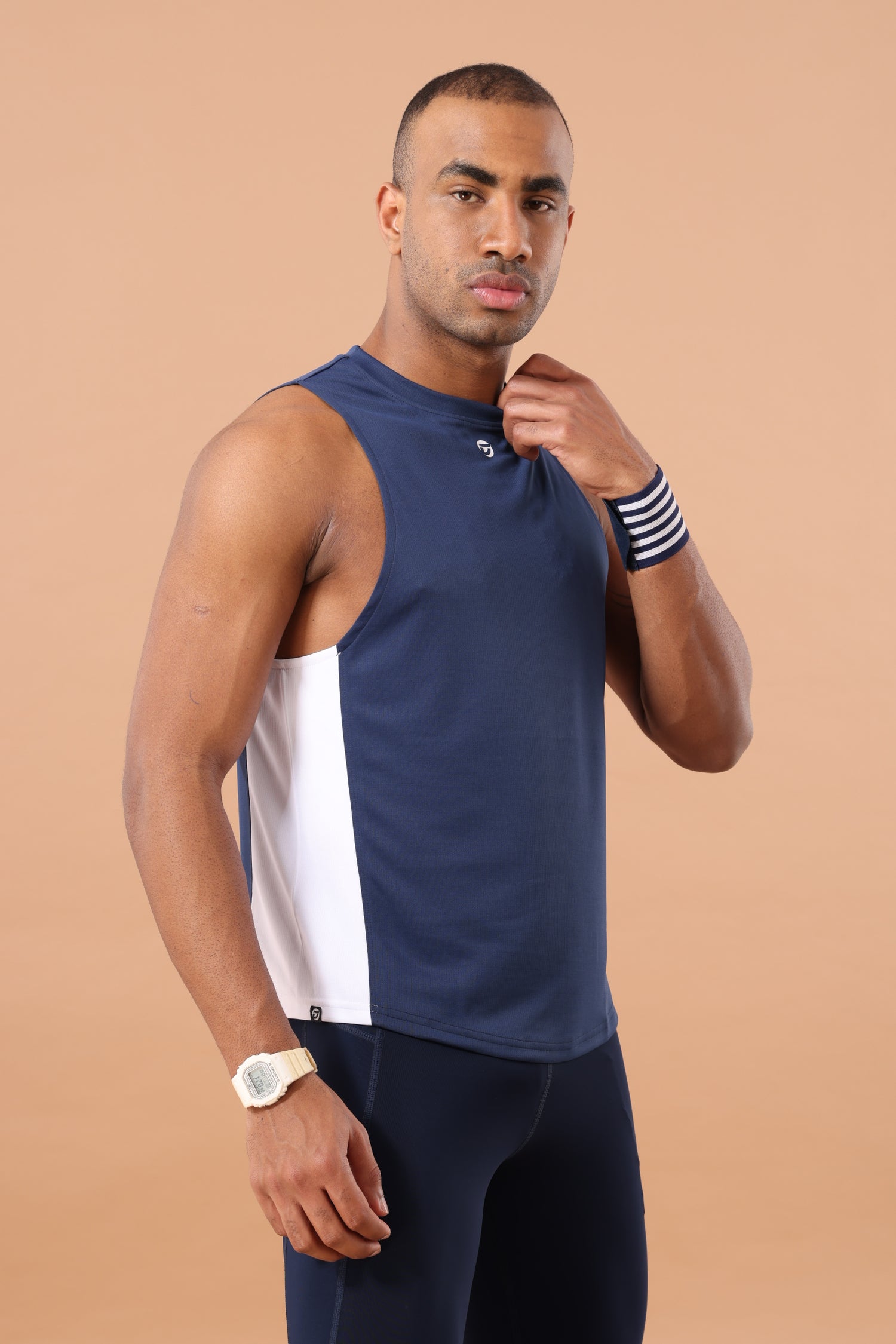 Drizone Rolex Knit Panel Tank – Flexible & Breathable - Navy Blue