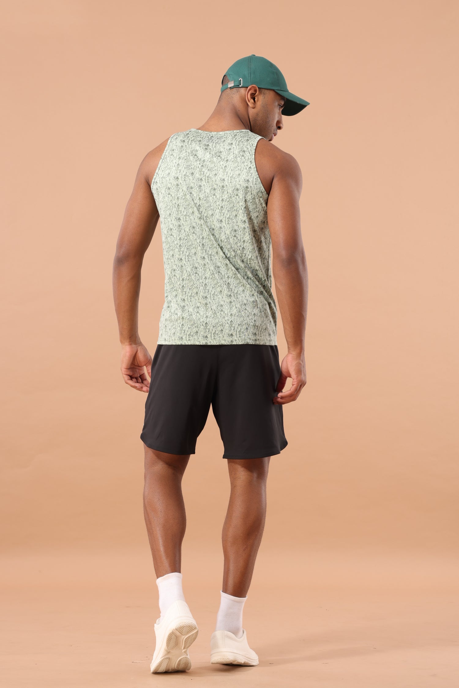 Drizone All-Over Printed Polyester Tank Top - Light Green