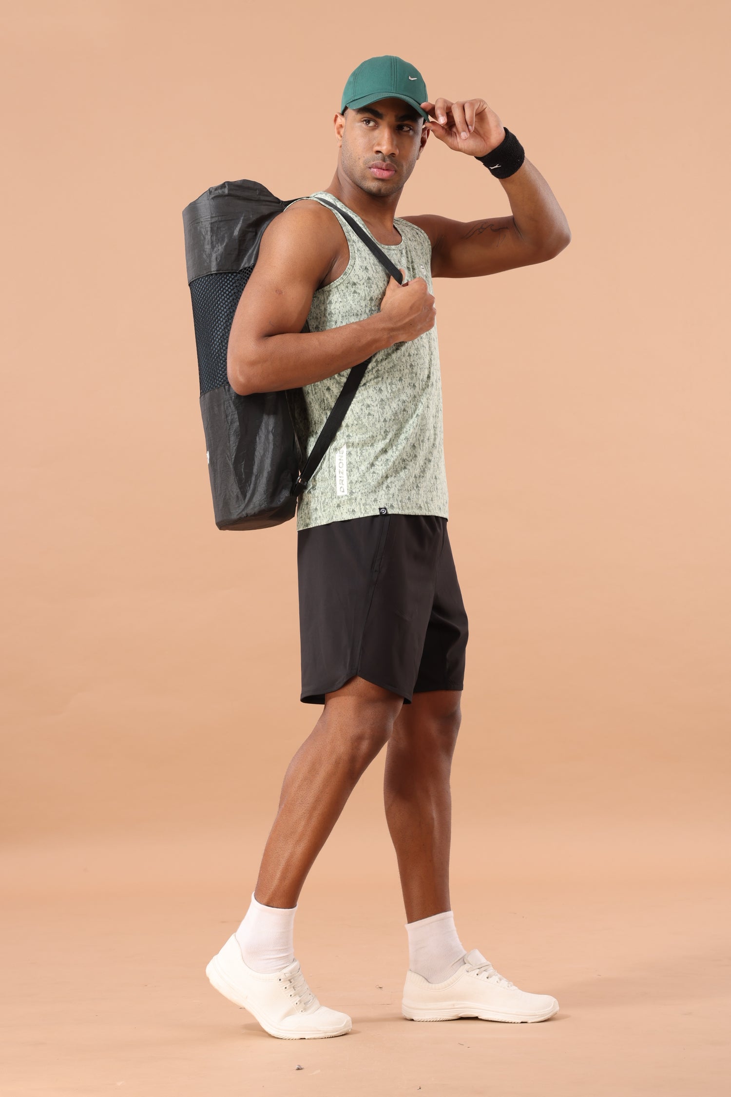 Drizone All-Over Printed Polyester Tank Top - Light Green