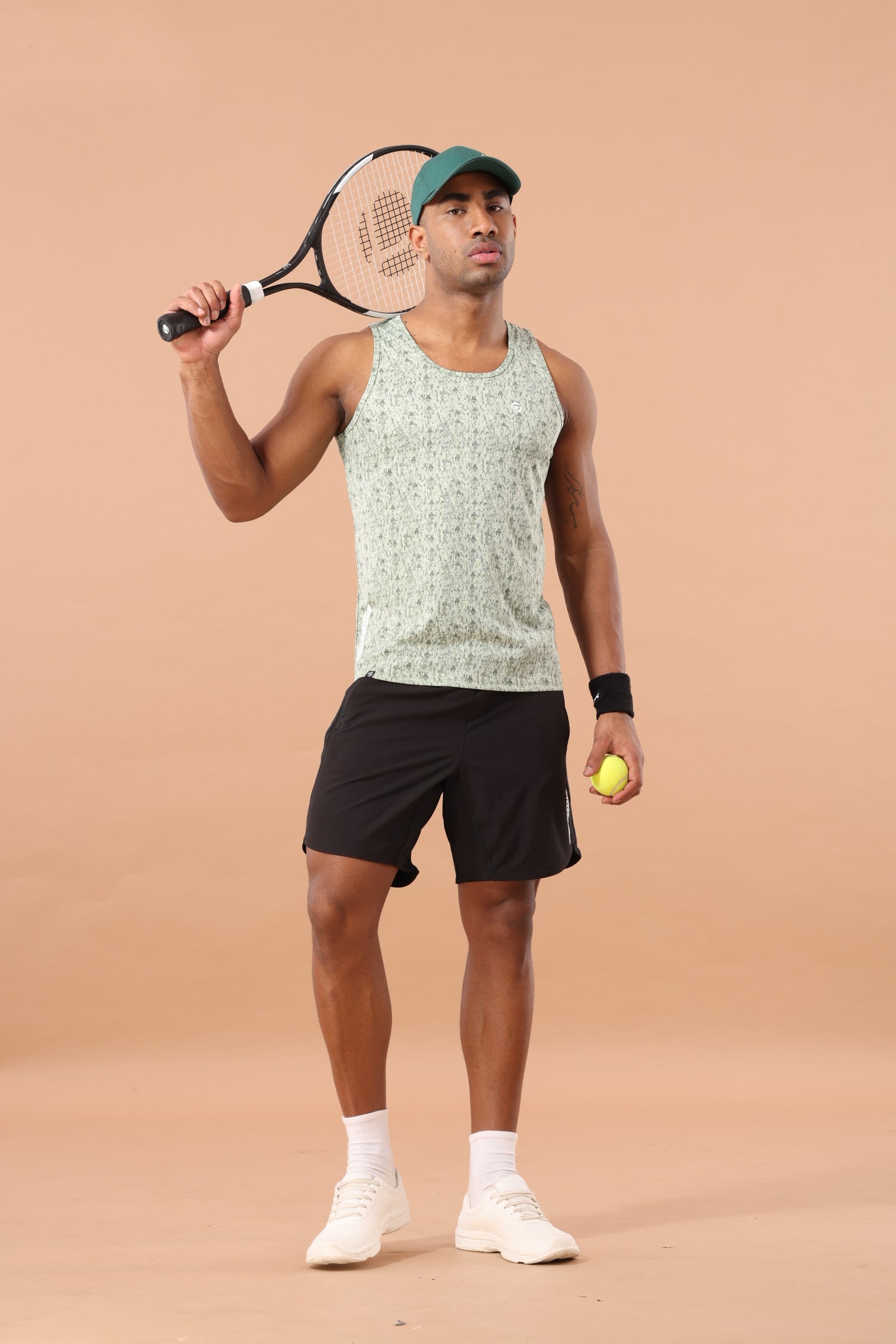Drizone All-Over Printed Polyester Tank Top - Light Green