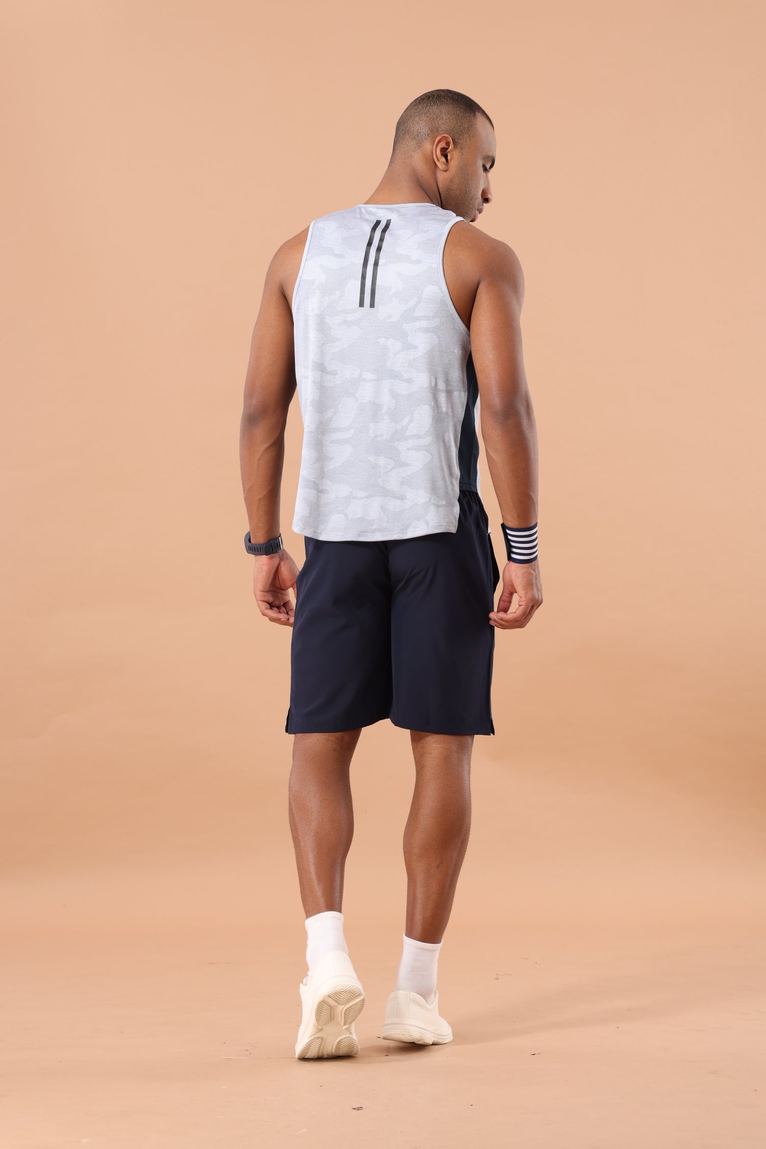 Drizone Self Jacquard Panel Tank Top – Sleeveless Performance Wear - Sky Blue