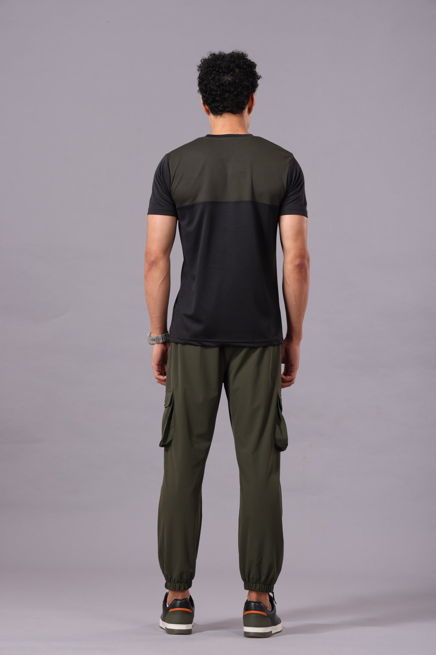 Drizone Dot Knit Round Neck Half Sleeve Panel T-Shirt for Men – Soft & Sporty - Black